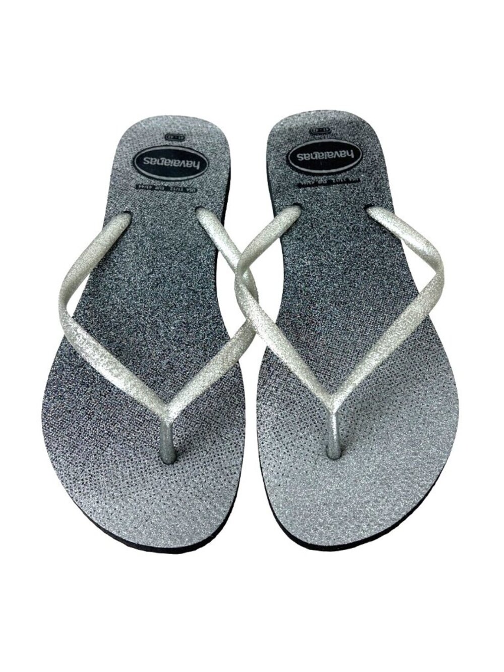 Havaianas Womens Flip Flops Size 11/12 Silver Sparkles NWOT's